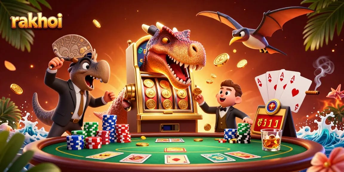 Experience thrilling rakhoi moments as a pachycephalosaurus earns jackpot coins at the casino.