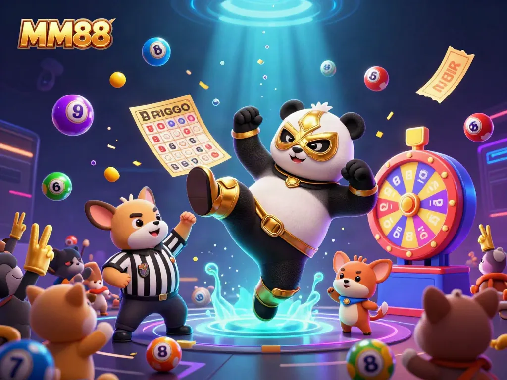 Experience gaming excitement at MM88 with lively characters and dynamic casino elements.