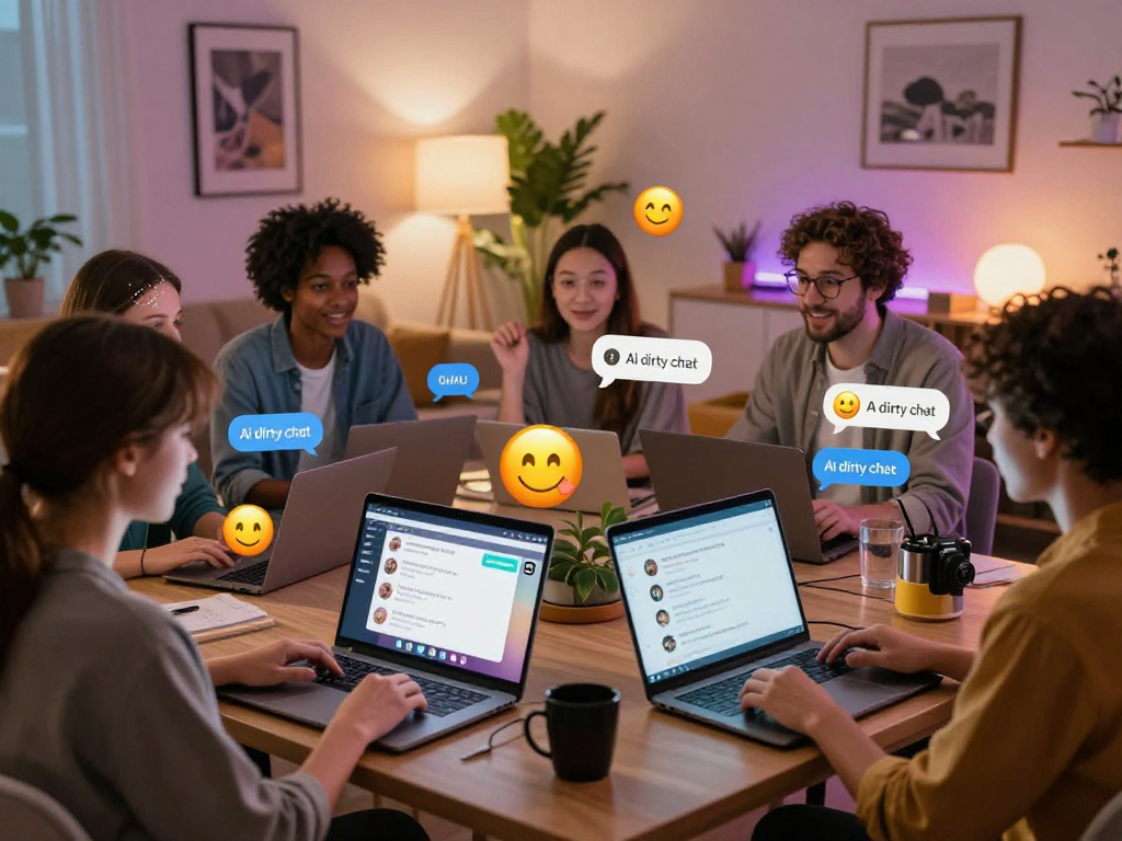 Exciting ai dirty chat interaction in a lively digital space with diverse participants