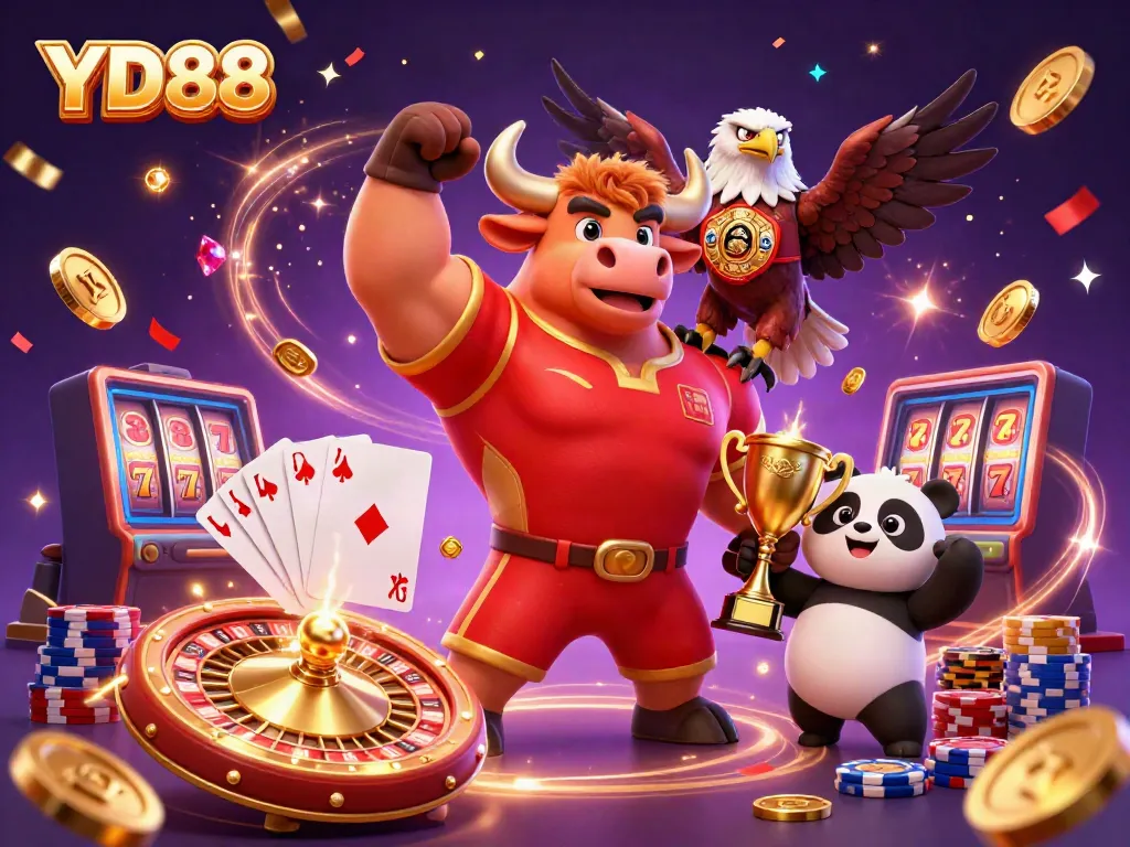 Experience the thrill with YD88 through a dynamic scene of engaging characters and exciting casino elements.
