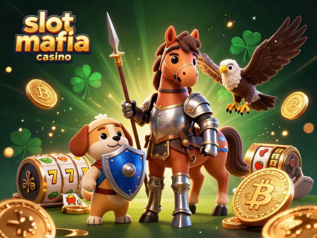 Engage with slot mafia casino through immersive gameplay featuring knights, puppies, and gold coins.