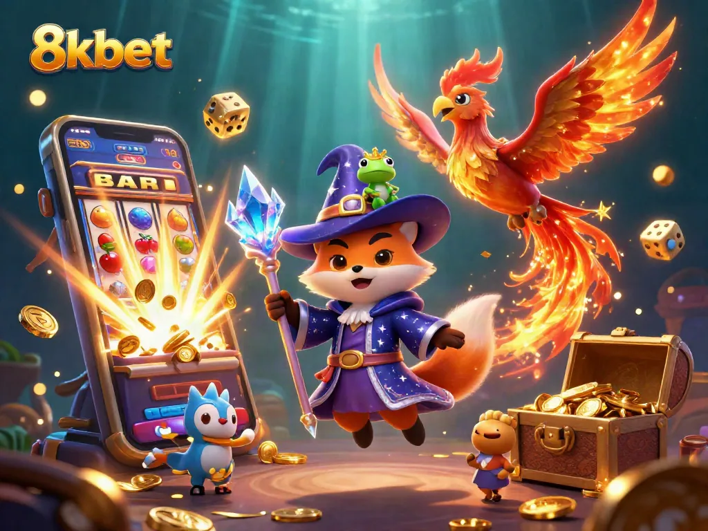 Experience big wins with 8xbet's vibrant slot machine and enchanting characters!