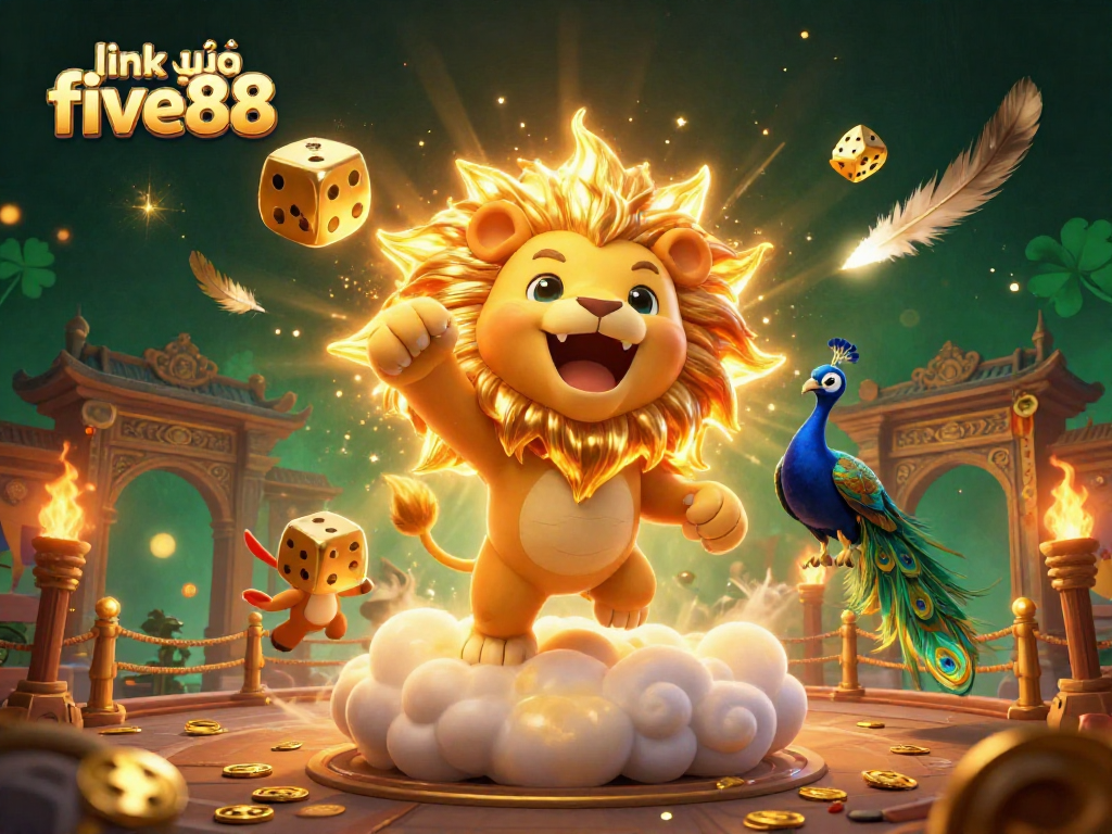 Spin the reels with link vào five88, where fortunes unfold amidst vibrant golden dice and thrilling game elements.